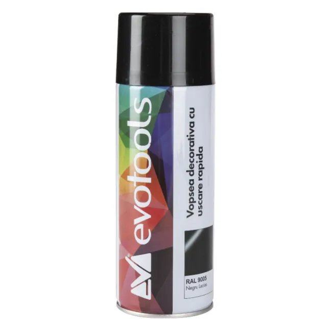 Spray vopsea Negru Lucios RAL 9005 400 ml ETS Evotools